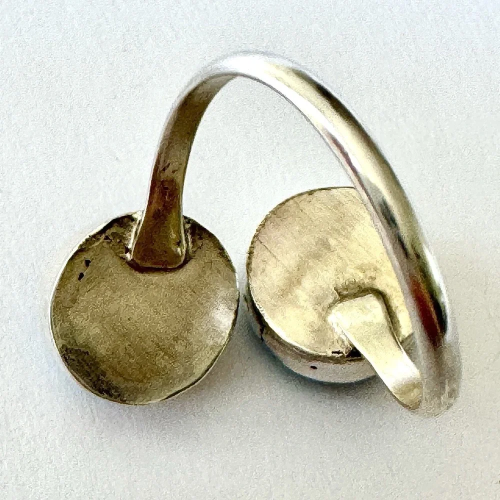 Zuni Indian Maiden Ring‎ Wrap Adjustable Sz 8 Turquoise Inlay Woman Native Amer